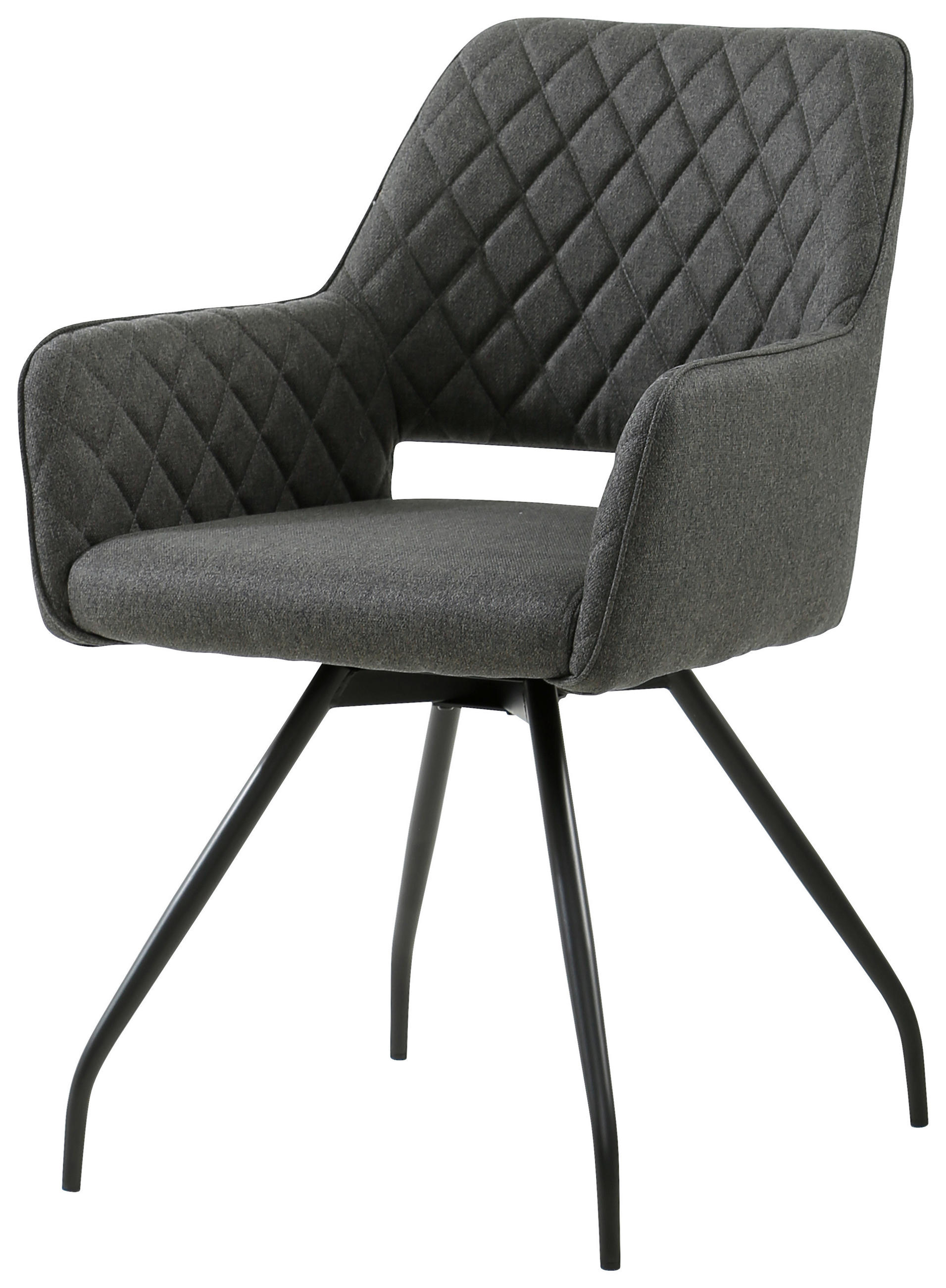 ARMLEHNSTUHL  in Eisen Leinenoptik  - Graubraun/Schwarz, KONVENTIONELL, Holz/Textil (57/85.5/60cm) - MID.YOU