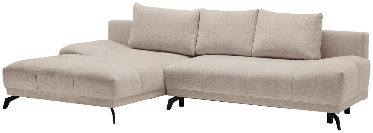 ECKSOFA Greige Chenille  - Greige/Schwarz, MODERN, Textil/Metall (182/290cm) - Hom`in