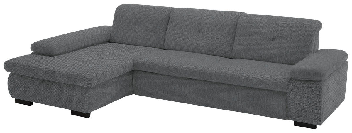 ECKSOFA in Flachgewebe Graubraun  - Graubraun/Schwarz, Design, Textil/Metall (174/297cm) - Beldomo Style