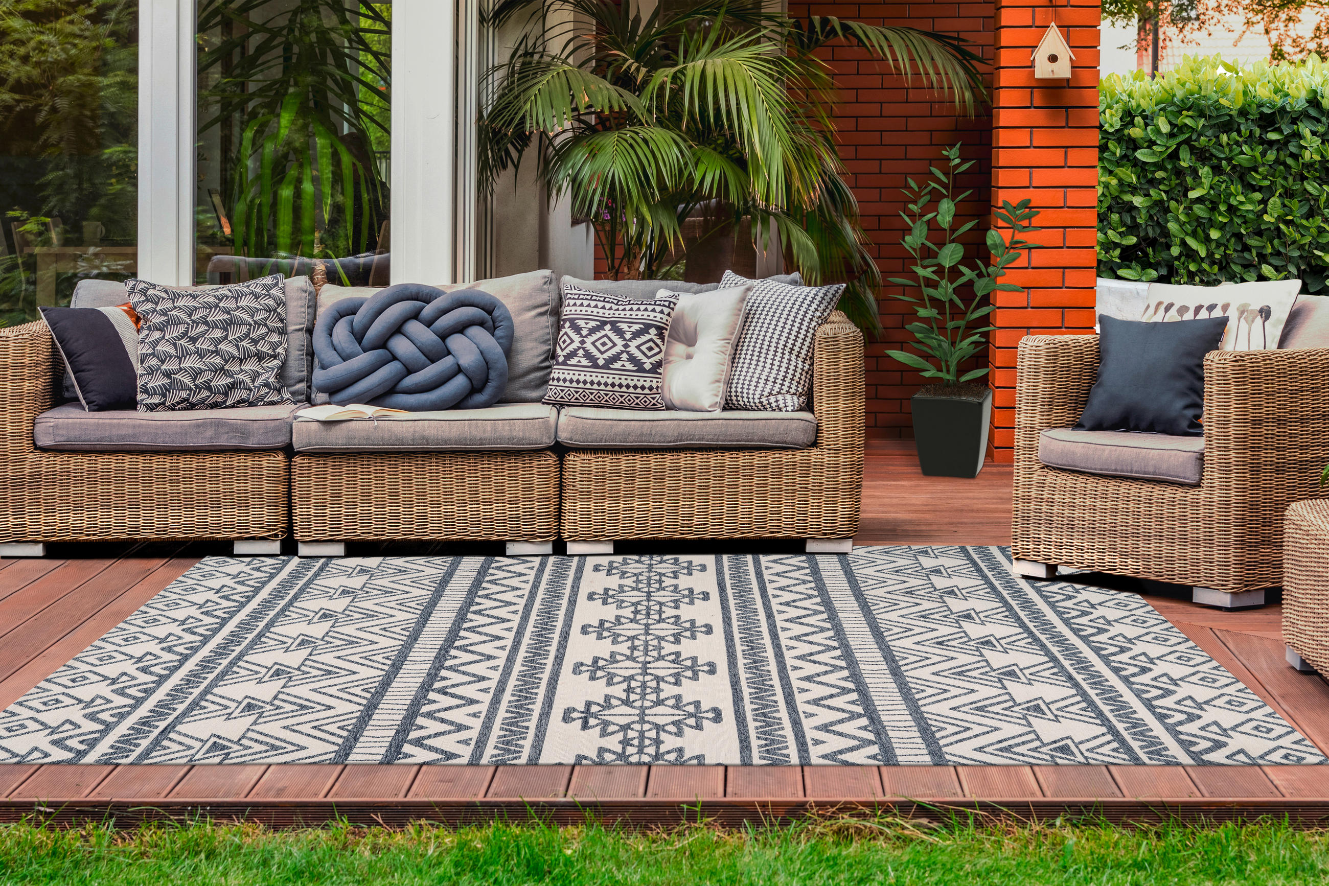 OUTDOORTEPPICH 200/290 cm Yoga Anthrazit, Creme  - Anthrazit/Creme, Basics, Kunststoff/Textil (200/290cm) - Kayoom