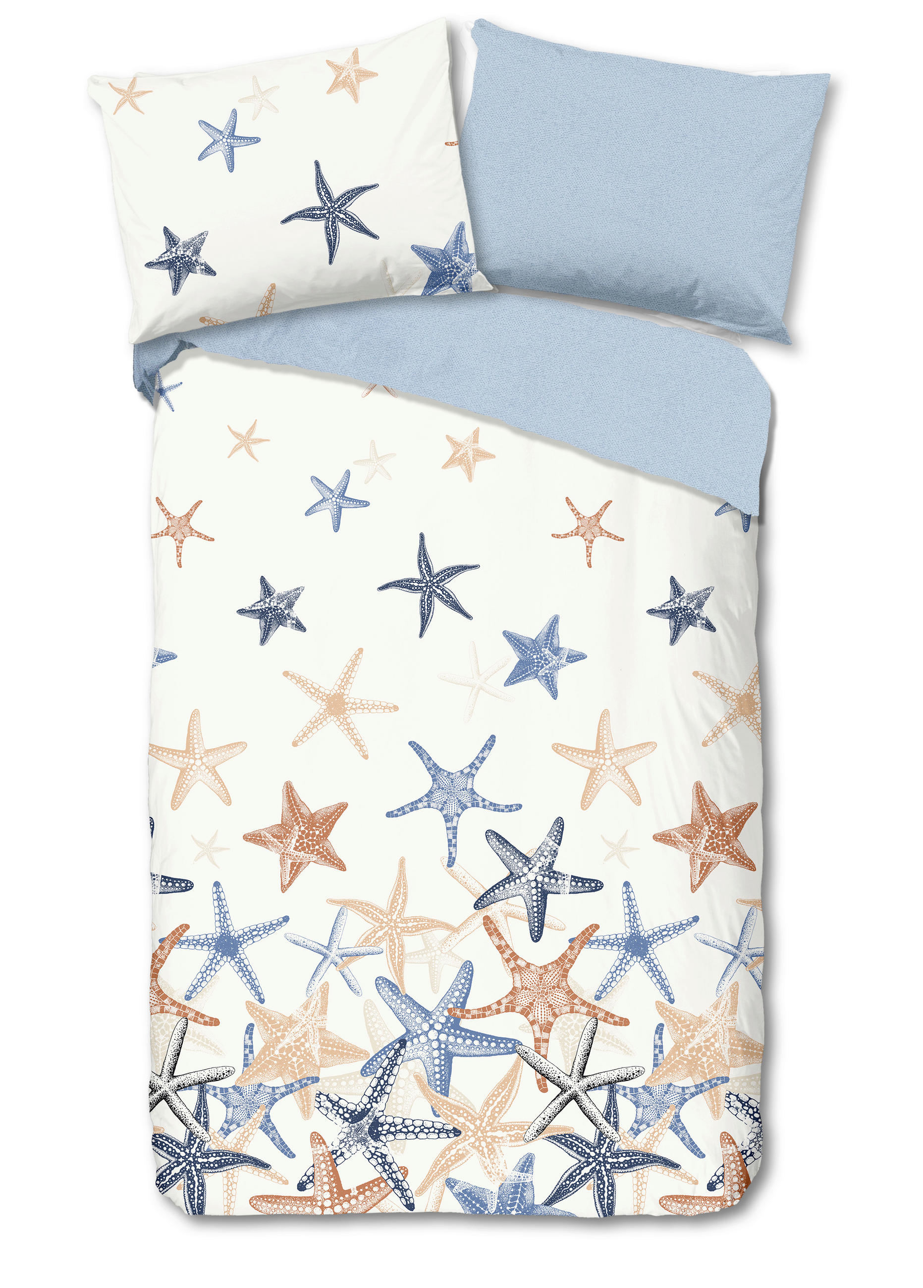 WENDEBETTWÄSCHE 2-teilig Good Morning Renforcé 140/200 cm  - Blau/Multicolor, Basics, Textil (140/200cm)