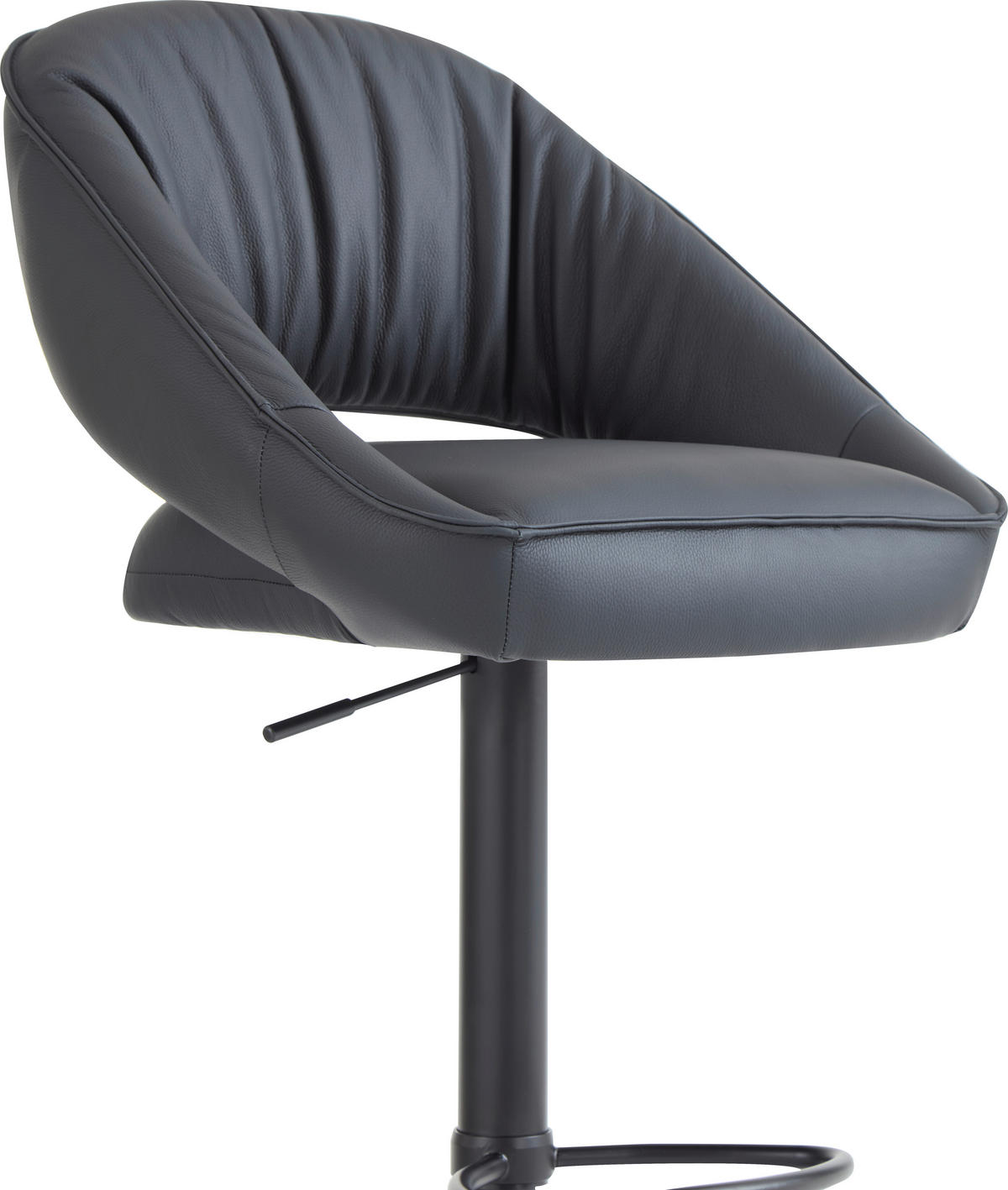 BARHOCKER Echtleder Schwarz Eisen Sitzfläche 360° drehbar, automatische Rückholfunktion  - Schwarz, Design, Leder/Metall (56/96-120/59cm) - Dieter Knoll