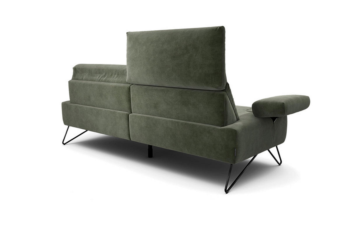 2,5-SITZER Samt Waldgrün  - Waldgrün/Schwarz, Design, Textil/Metall (204-234/85/86-94cm) - SENSOO