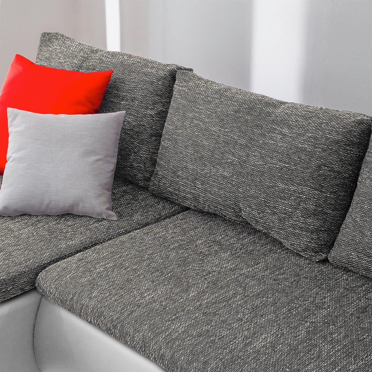 ECKSOFA Grau, Weiß Textilgeflecht  - Chromfarben/Schwarz, Design, Textil (266/175cm) - Livetastic