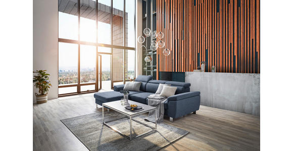 ECKSOFA in Webstoff Blau  167/250 cm  - Blau/Silberfarben, Design, Textil/Metall (167/250cm) - Xora