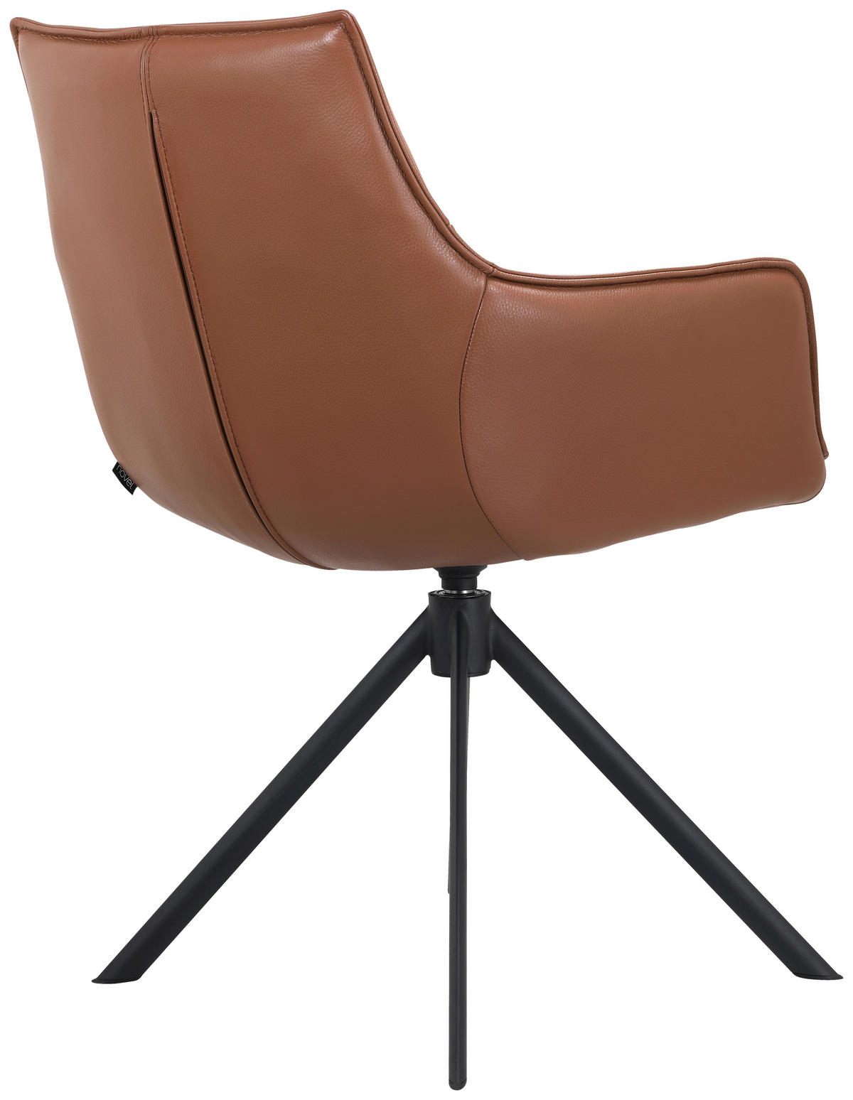 ARMLEHNSTUHL  in Eisen Echtleder pigmentiert  - Cognac/Schwarz, Design, Leder/Metall (60/89/63,5cm) - Novel