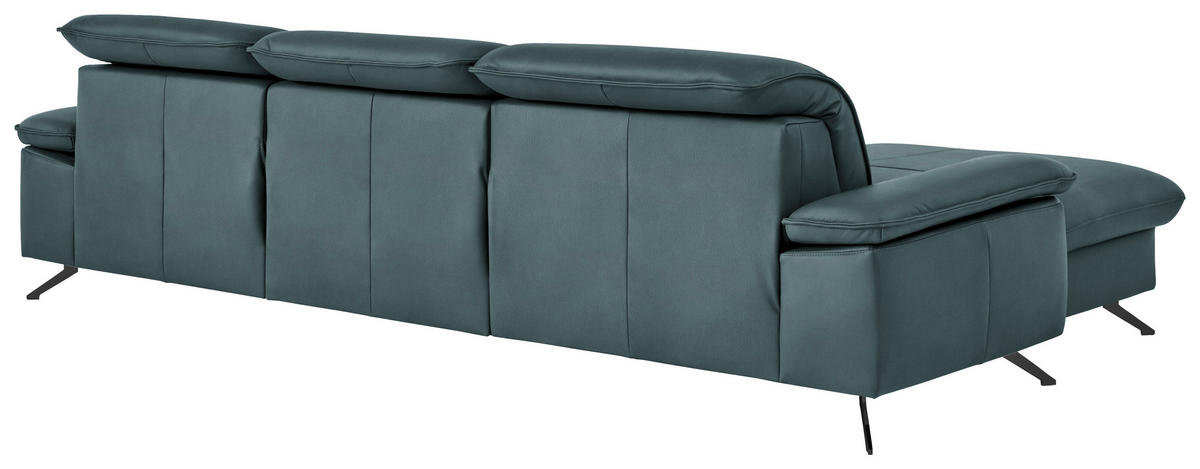 ECKSOFA  Echtleder Graublau  - Graublau/Schwarz, Design, Leder/Metall (169/307cm) - Beldomo Premium