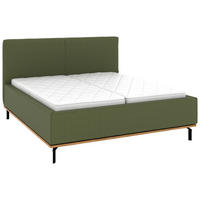 POLSTERBETT 180/200 cm,  in Dunkelgrün, Matratze, Lattenrost, Bettkasten, H2 + H3 = mittel + fest  - Dunkelgrün/Graphitfarben, Design, Holz/Textil (180/200cm) - Musterring
