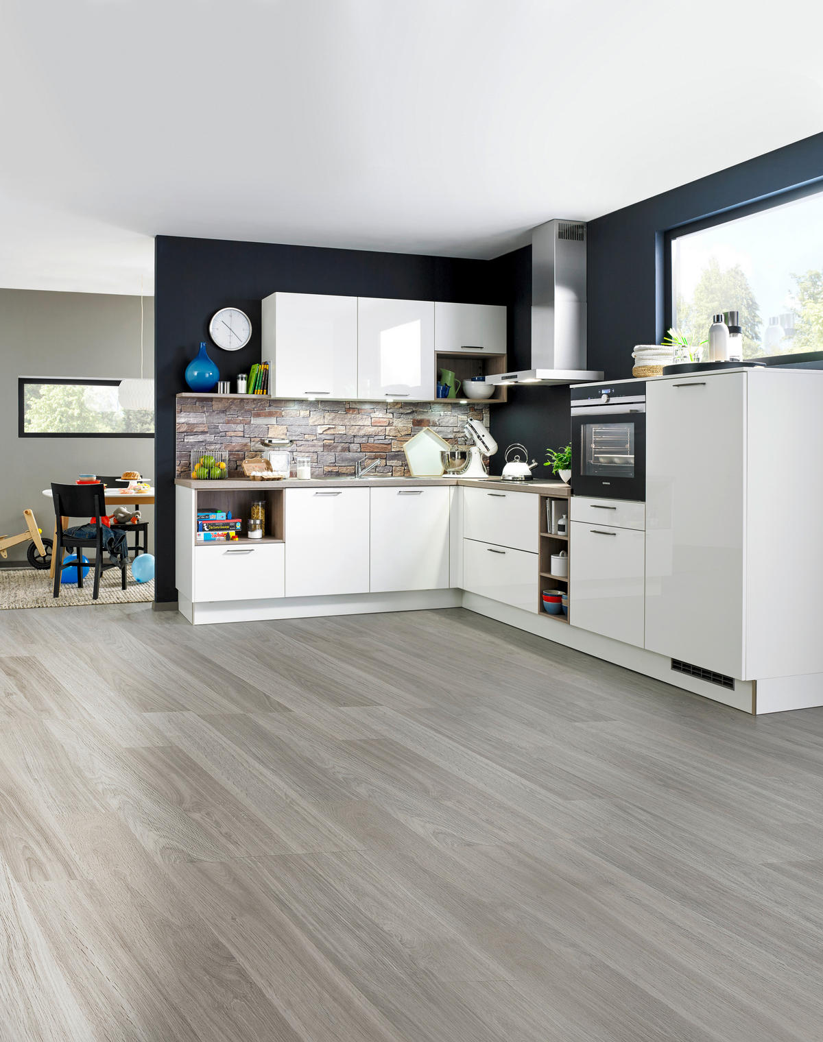 EINBAUKÜCHE FARO  - Weiß, Design, Holzwerkstoff - Moderano
