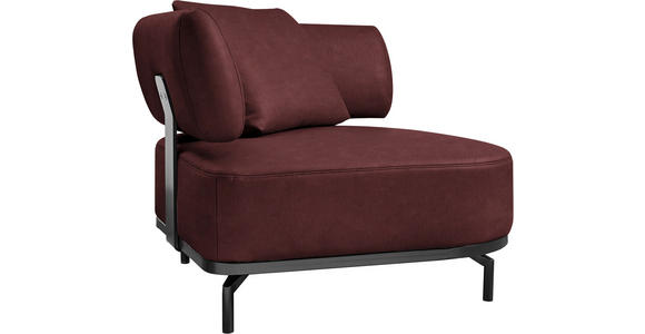 SESSEL in Echtleder Bordeaux  - Bordeaux/Schwarz, Design, Leder/Metall (98/85/98cm) - Dieter Knoll