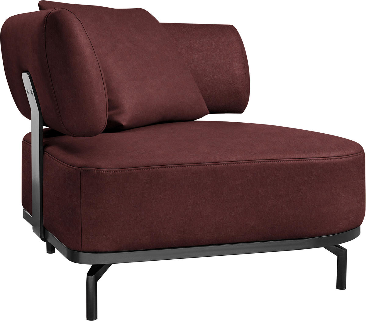 SESSEL in Echtleder Bordeaux  - Bordeaux/Schwarz, Design, Leder/Metall (98/85/98cm) - Dieter Knoll