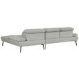 ECKSOFA Ottomane rechts, Eckteil  More_LZ Hellgrau Webstoff  - Hellgrau/Schwarz, Design, Textil/Metall (296/188cm) - Xora