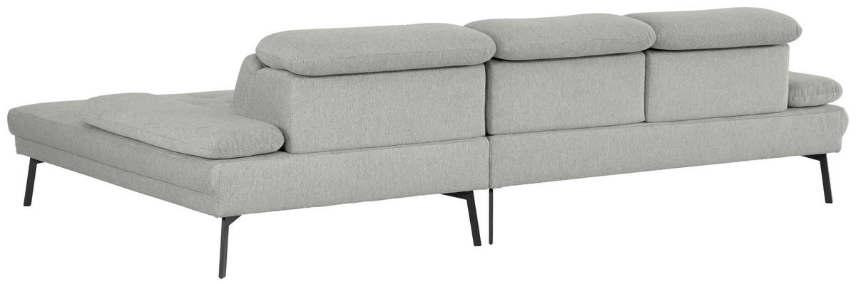ECKSOFA Ottomane rechts, Eckteil  More_LZ Hellgrau Webstoff  - Hellgrau/Schwarz, Design, Textil/Metall (296/188cm) - Xora