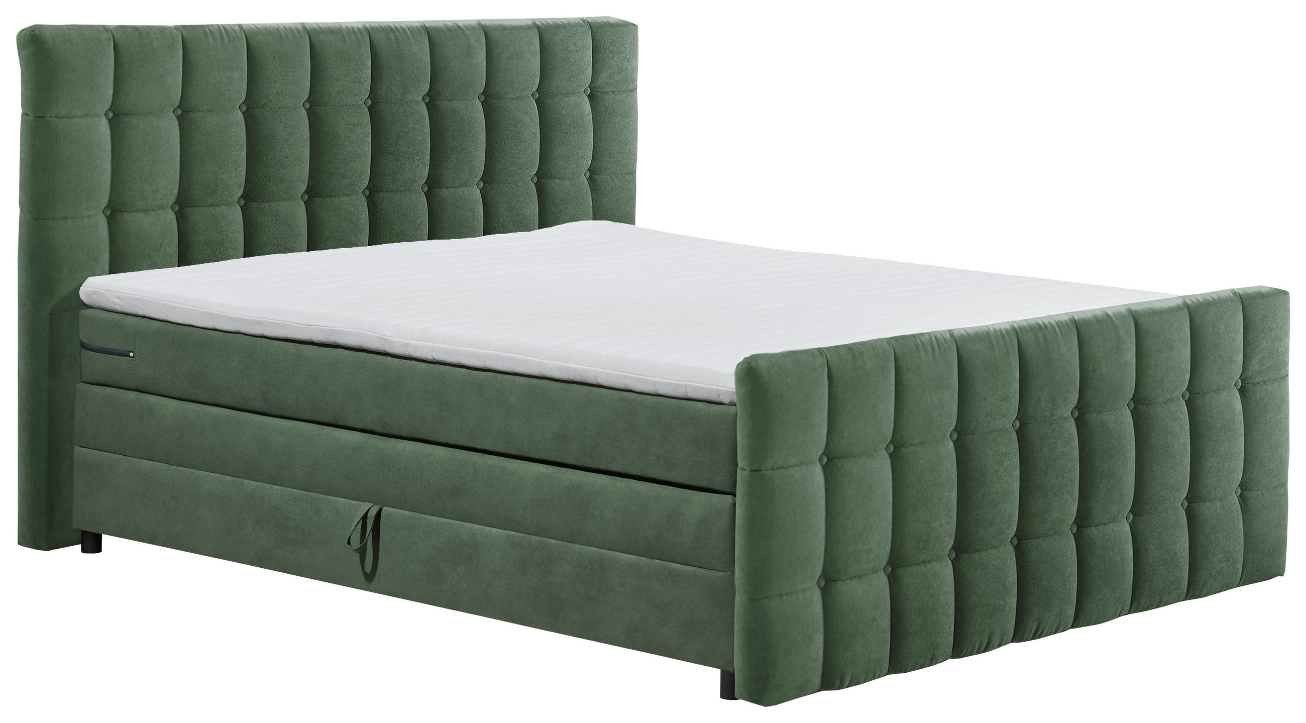 BOXSPRINGBETT 180/200 cm  in Olivgrün  - Schwarz/Olivgrün, MODERN, Holzwerkstoff/Kunststoff (180/200cm) - MID.YOU