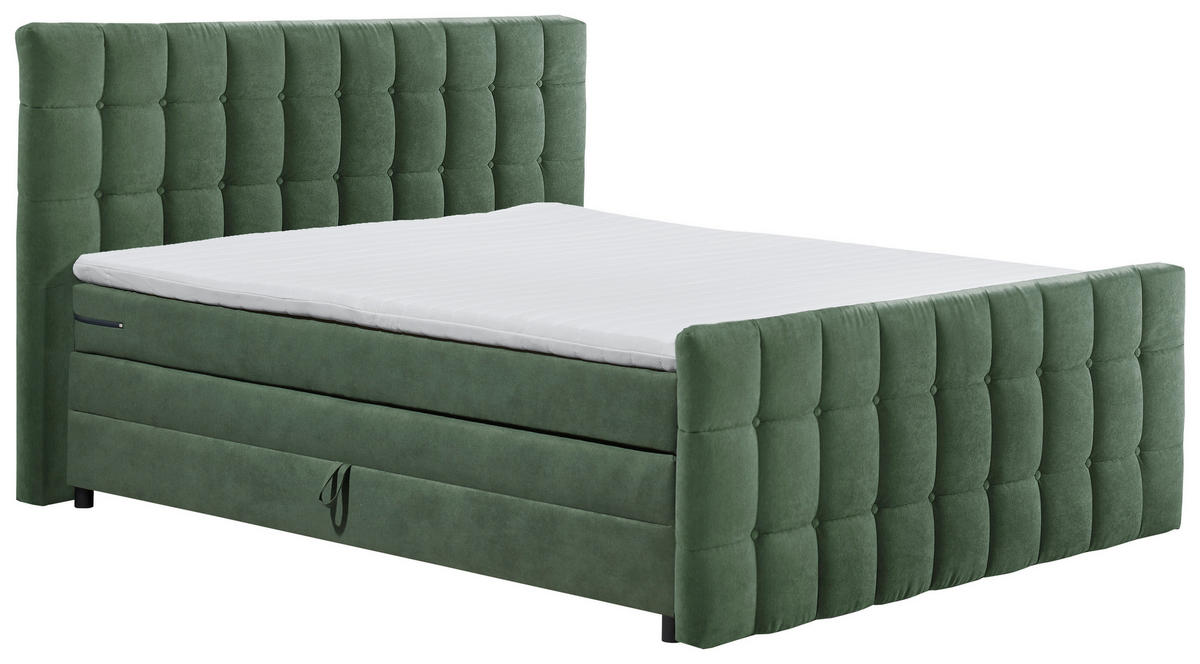 BOXSPRINGBETT 180/200 cm  in Olivgrün  - Schwarz/Olivgrün, Modern, Holzwerkstoff/Kunststoff (180/200cm) - MID.YOU