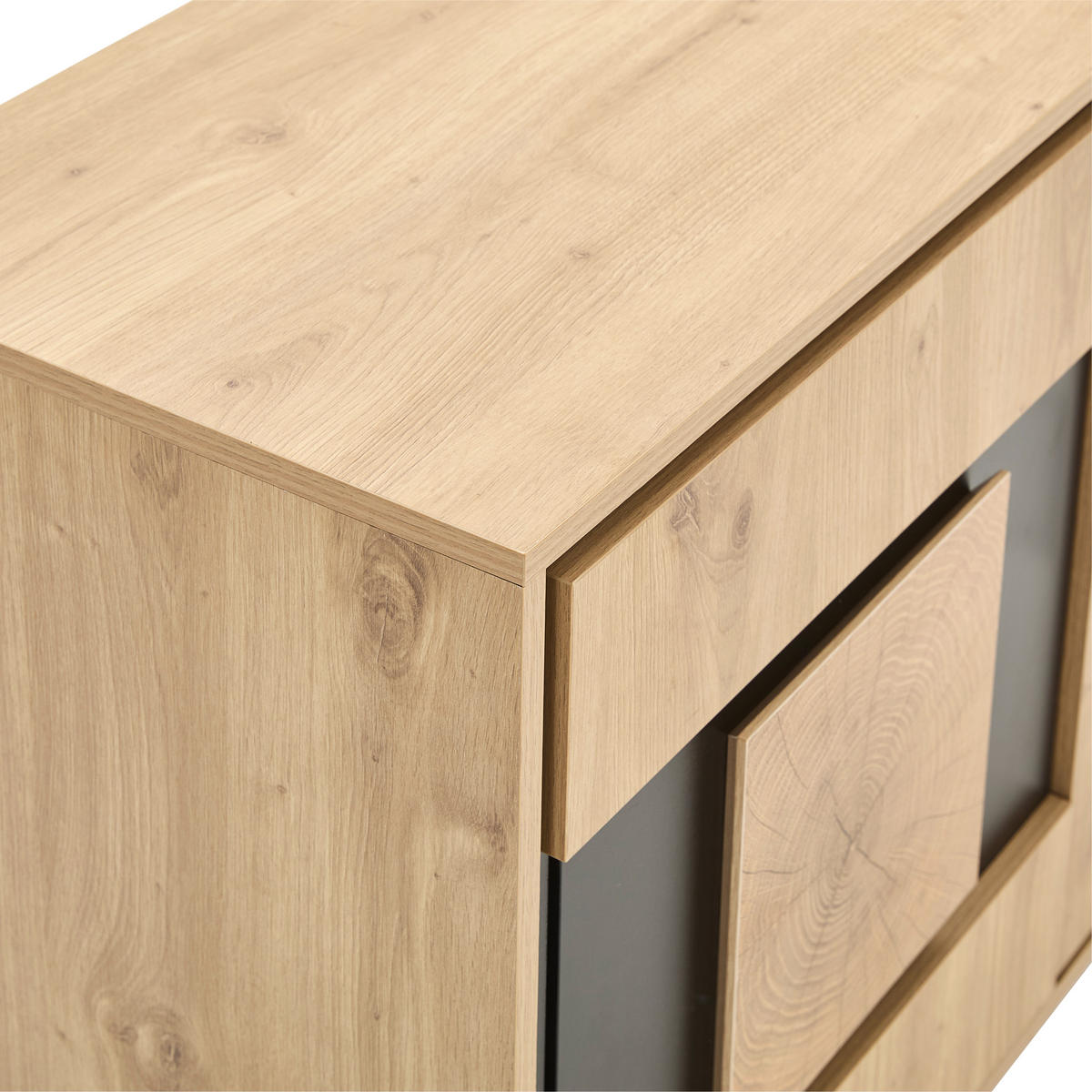KOMMODE  in 110/78/40 cm  - Eichefarben/Schwarz, LIFESTYLE, Holzwerkstoff/Metall (110/78/40cm) - Xora
