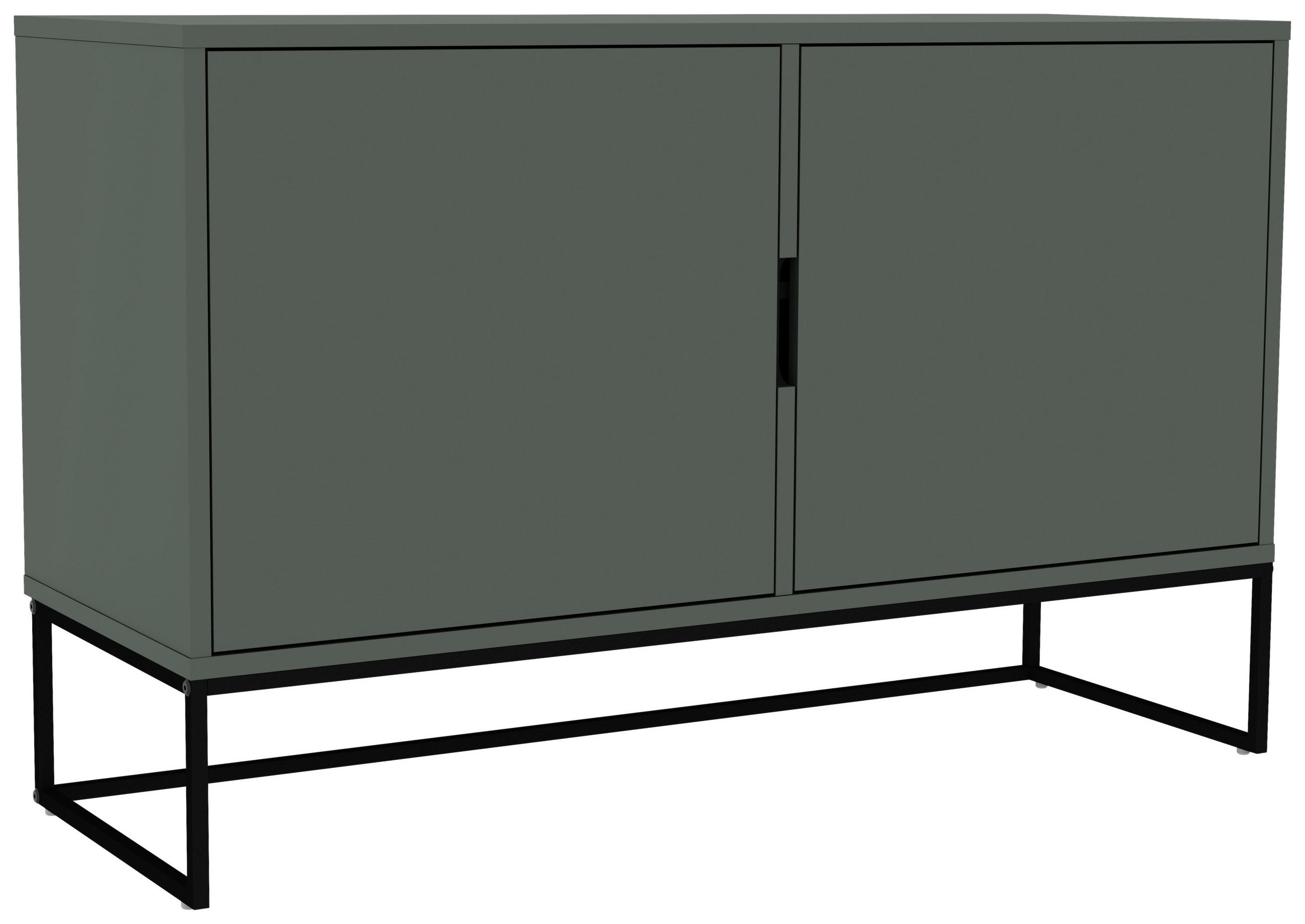 KOMMODE Lipp in 118/76/43 cm - Dunkelgrün/Schwarz, Design, Holzwerkstoff/Metall (118/76/43cm)