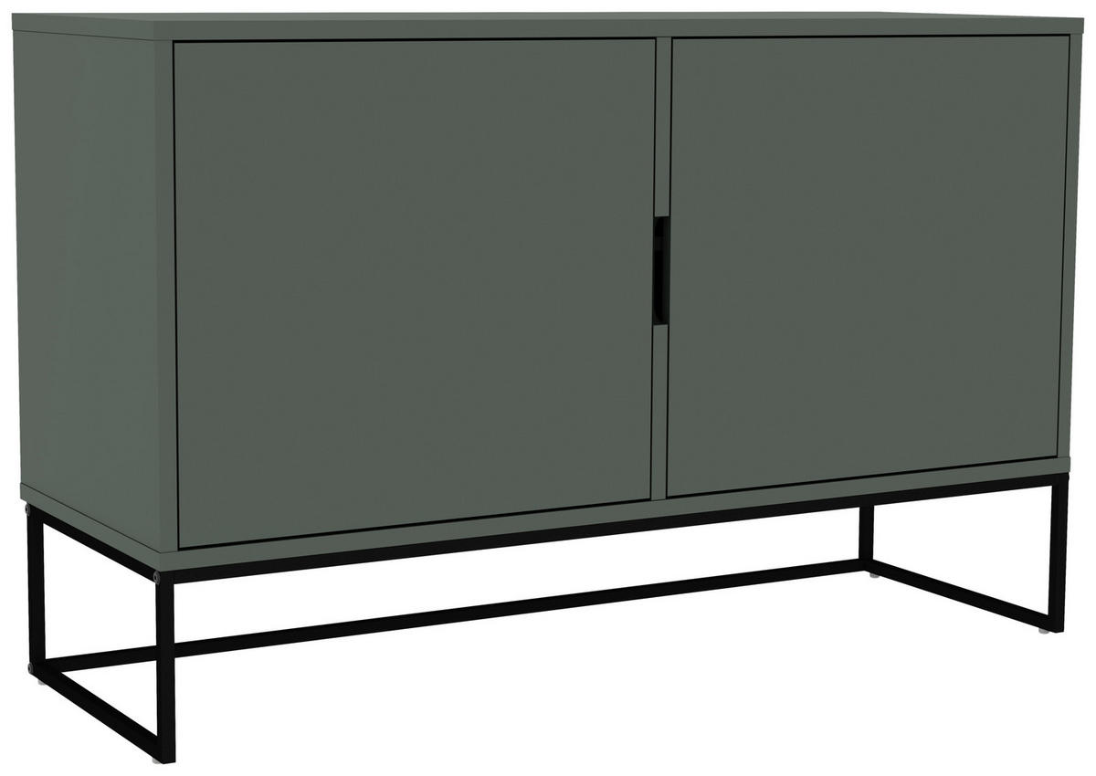 KOMMODE Lipp  in 118/76/43 cm  - Dunkelgrün/Schwarz, Design, Holzwerkstoff/Metall (118/76/43cm)