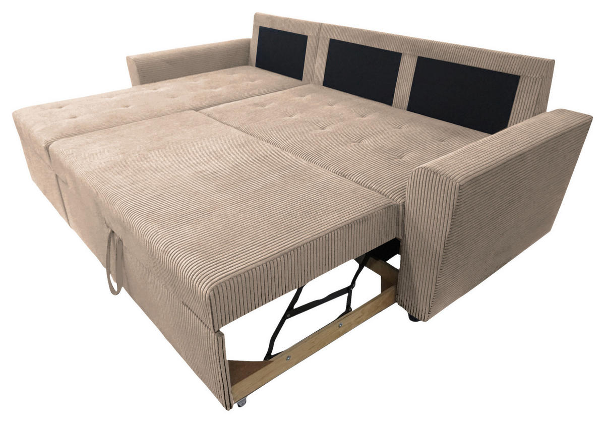 ECKSOFA TERMOLI in Cord Taupe  155/231 cm  - Taupe/Schwarz, Design, Kunststoff/Textil (155/231cm) - MID.YOU