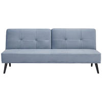 SCHLAFSOFA  in Samt Hellblau  - Schwarz/Hellblau, Trend, Holz/Textil (191/81/81cm) - Ti'me
