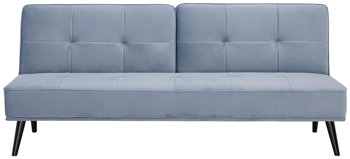 SCHLAFSOFA  in Samt Hellblau  - Schwarz/Hellblau, Trend, Holz/Textil (191/81/81cm) - Ti'me