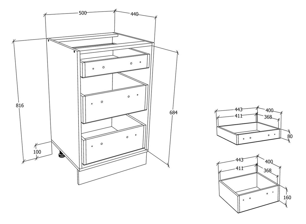 BÄNKSKÅP 50/82/46 cm  i vit  - vit/aluminiumfärg, Klassisk, metall/trämaterial (50/82/46cm) - MID.YOU