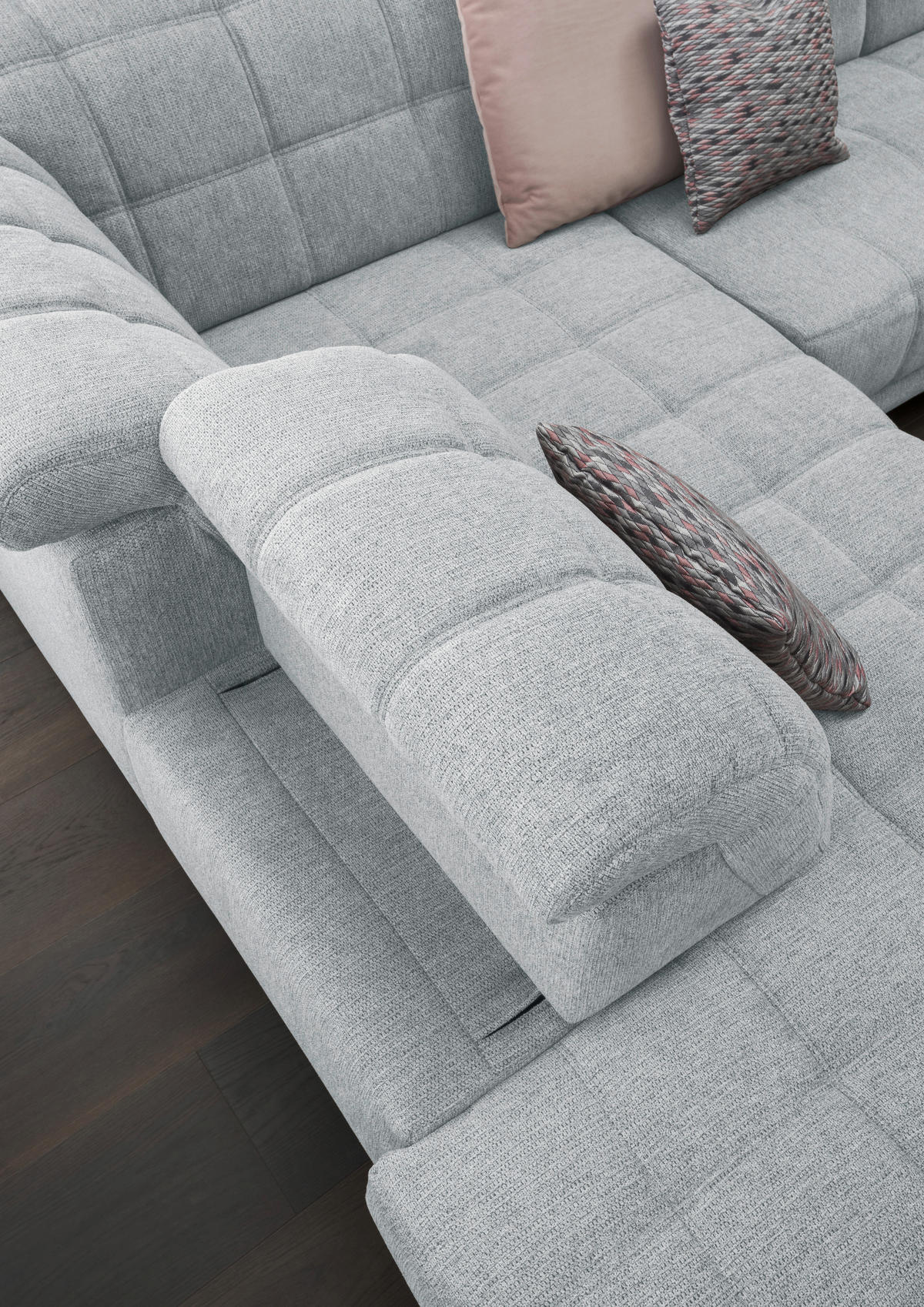 ECKSOFA in Webstoff Hellgrau  - Hellgrau/Schwarz, Design, Holz/Textil (302/216cm) - Xora