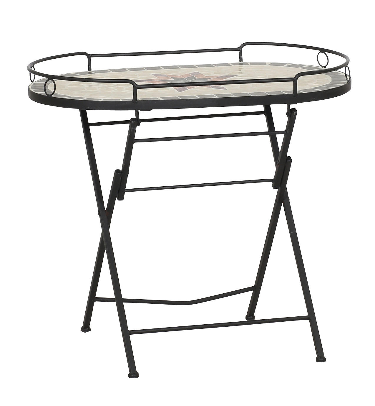 GARTENBEISTELLTISCH 68/41/60 cm Keramik  - Multicolor/Schwarz, MODERN, Keramik/Metall (68/41/60cm) - Siena Garden