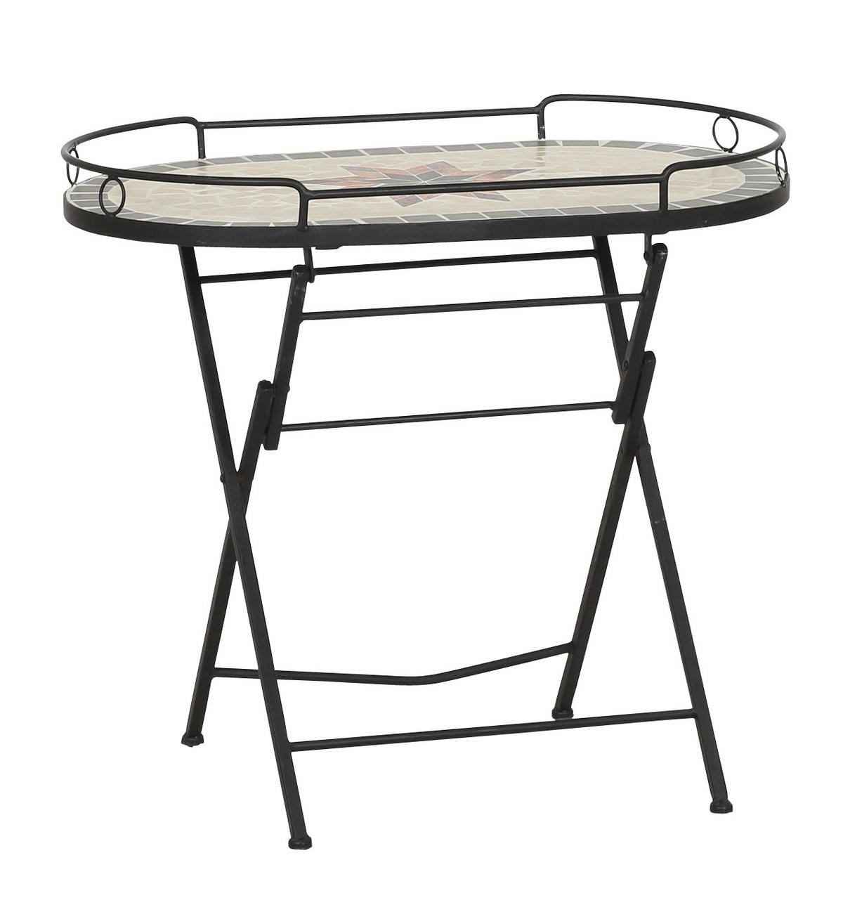 GARTENBEISTELLTISCH 68/41/60 cm  - Multicolor/Schwarz, MODERN, Keramik/Metall (68/41/60cm) - Siena Garden