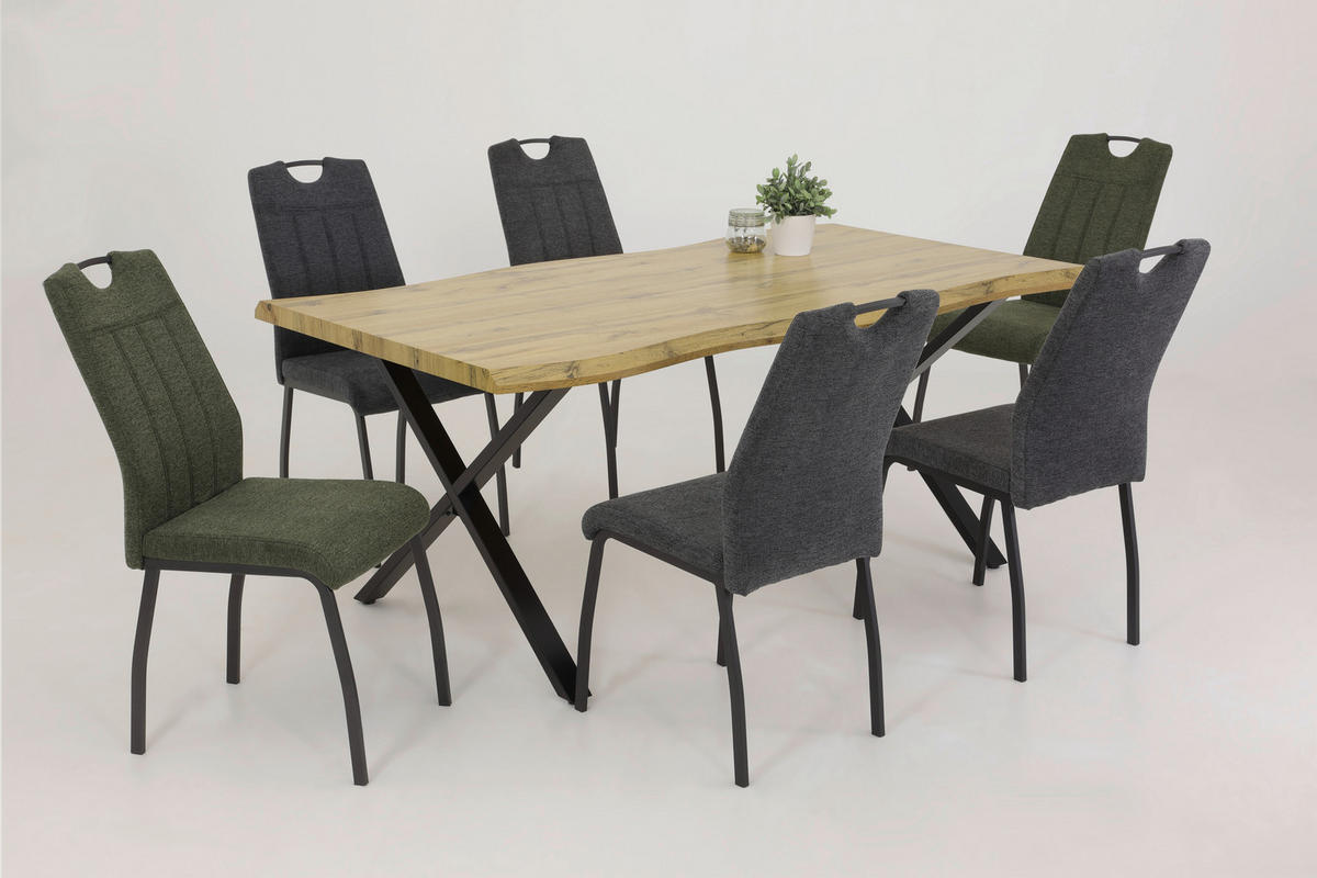 STUHL-SET 4 Stück  in Stahl Webstoff  - Dunkelgrau/Anthrazit, MODERN, Textil/Metall (44/96/64cm) - MID.YOU