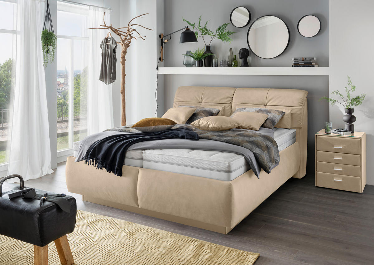 POLSTERBETT 180/200 cm  in Beige  - Weiss/Beige, Konventionell, Holz/Holzwerkstoff (180/200cm) - Beldomo - Sleep