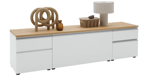 LOWBOARD  180/46/41 cm 4 Schublade(n) erweiterbar, Typenauswahl, Beimöbel erhältlich, stehend, hängend  - Eichefarben/Silberfarben, Design, Holzwerkstoff/Kunststoff (180/46/41cm) - Dieter Knoll