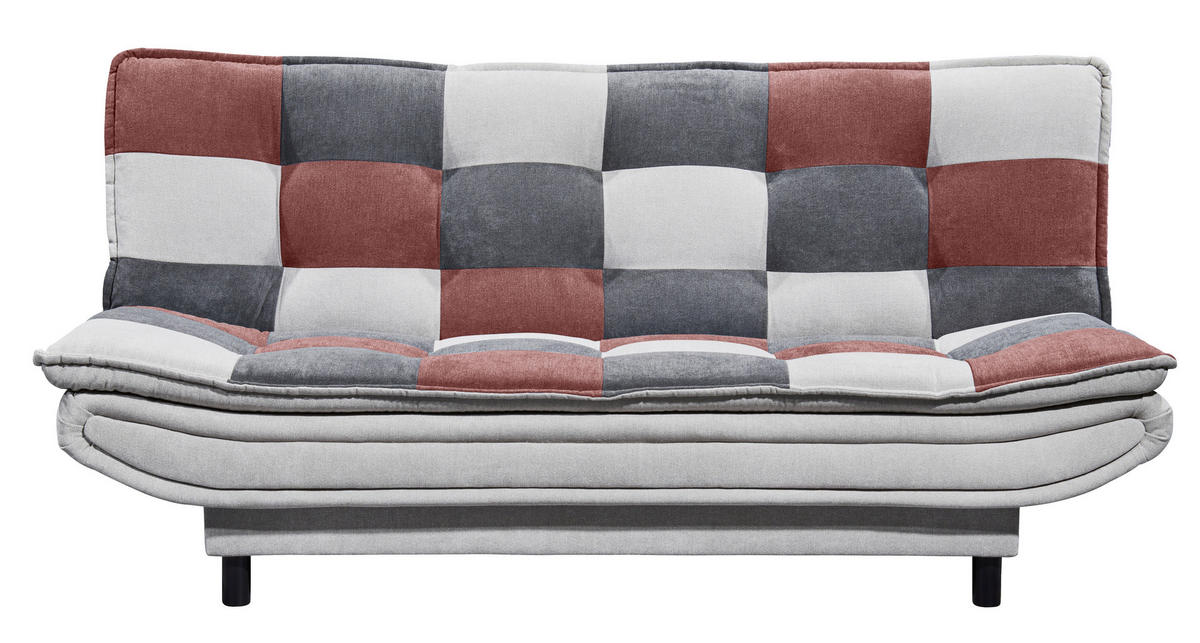 SCHLAFSOFA in Mikrovelours Silberfarben, Beere, Dunkelgrau  - Beere/Dunkelgrau, Basics, Kunststoff/Textil (188/90/89cm) - MID.YOU