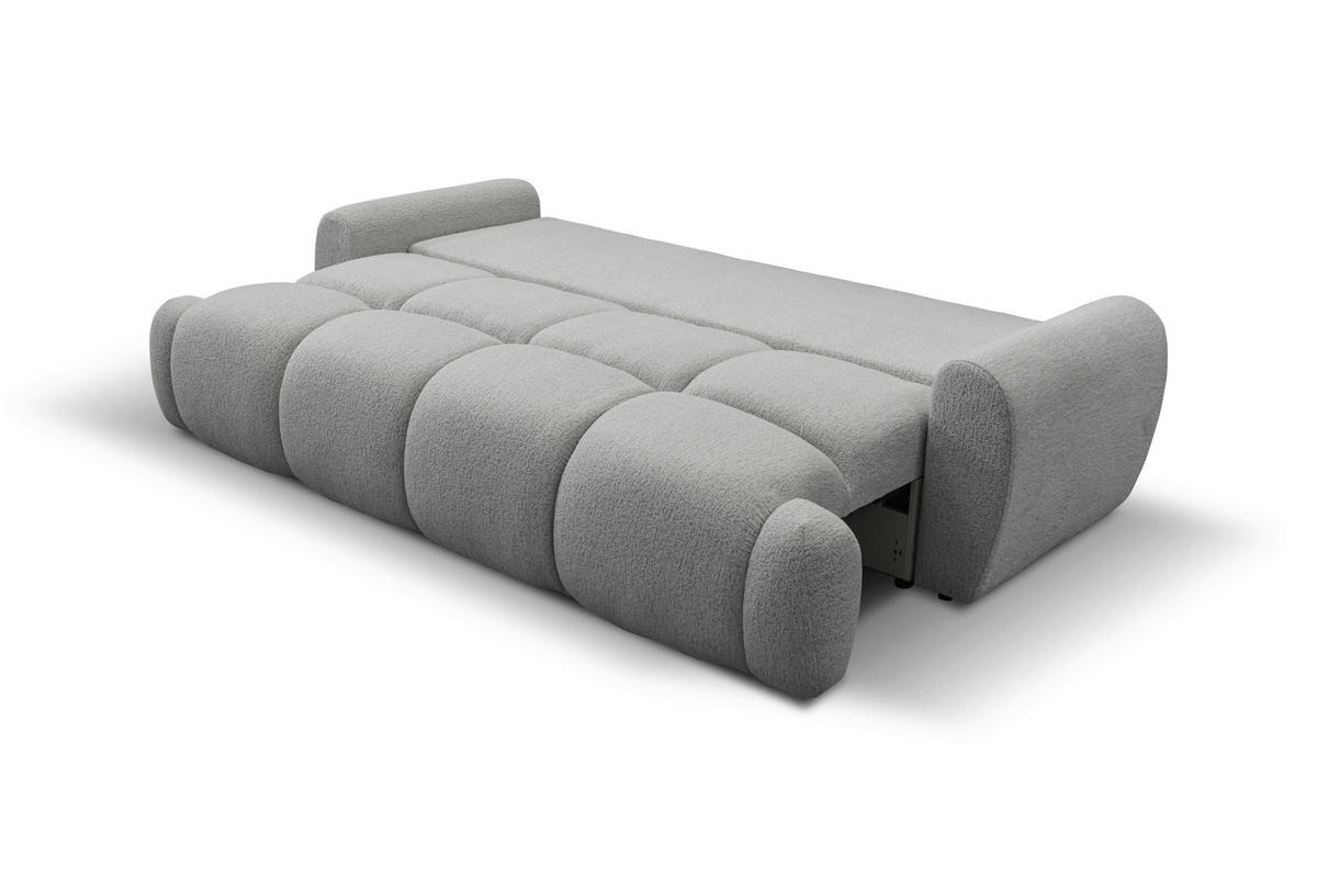 SCHLAFSOFA ALBA in Struktur Hellgrau  - Hellgrau/Schwarz, Design, Holz/Holzwerkstoff (242/93/104cm) - MID.YOU