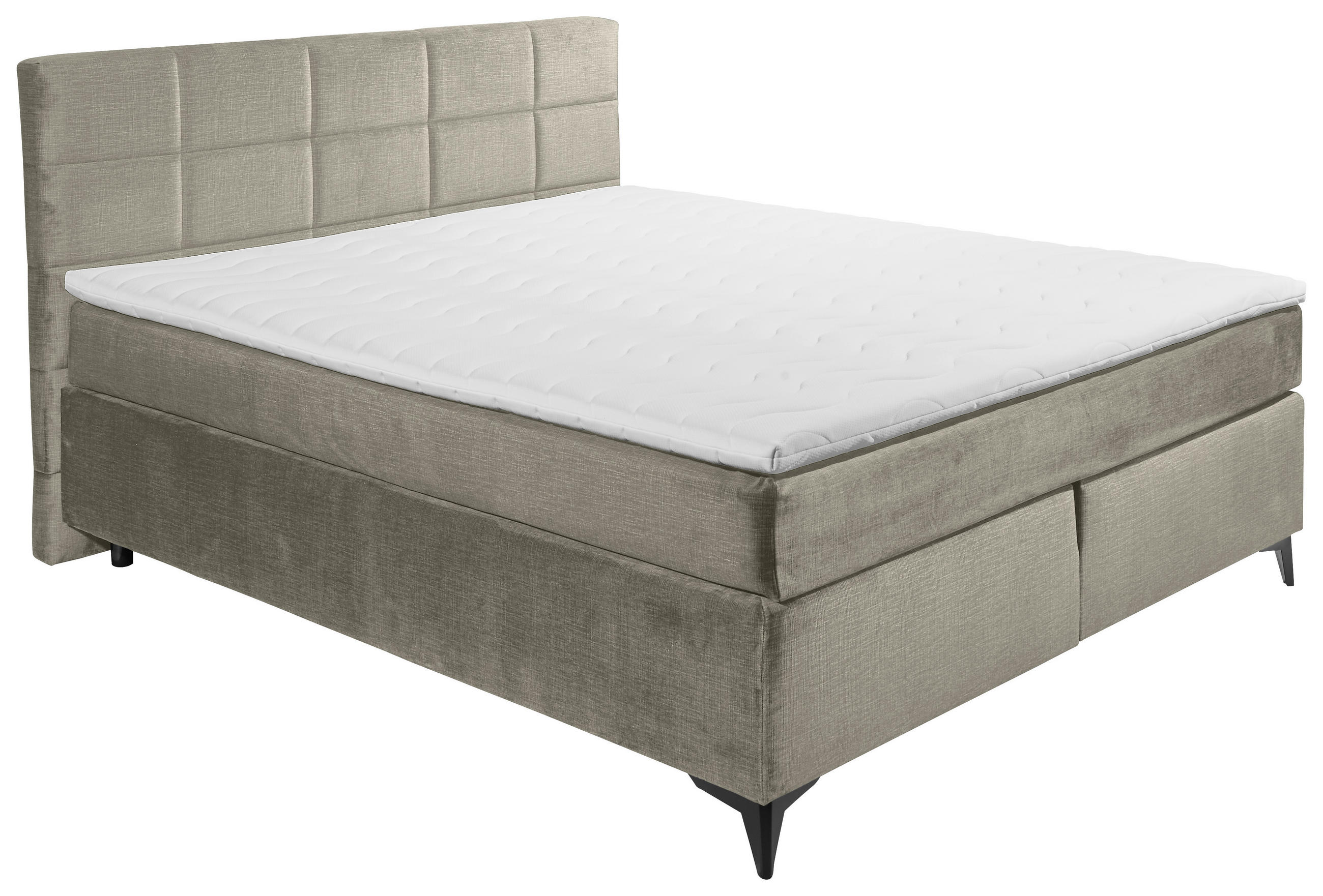 BOXSPRINGBETT 180/200 cm  in Hellgrau  - Hellgrau/Schwarz, Design, Holzwerkstoff/Kunststoff (180/200cm) - Xora