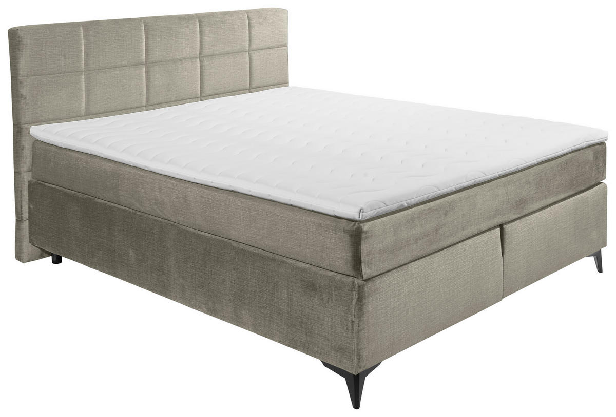BOXSPRINGBETT 180/200 cm  in Hellgrau  - Hellgrau/Schwarz, Design, Holzwerkstoff/Kunststoff (180/200cm) - Xora