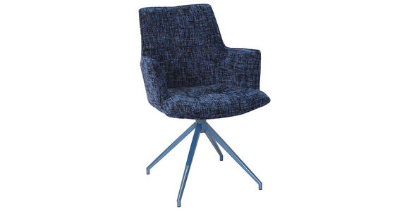 ARMLEHNSTUHL in Eisen Chenille - Blau, LIFESTYLE, Textil/Metall (59,5/90,5/62,5cm) - Novel