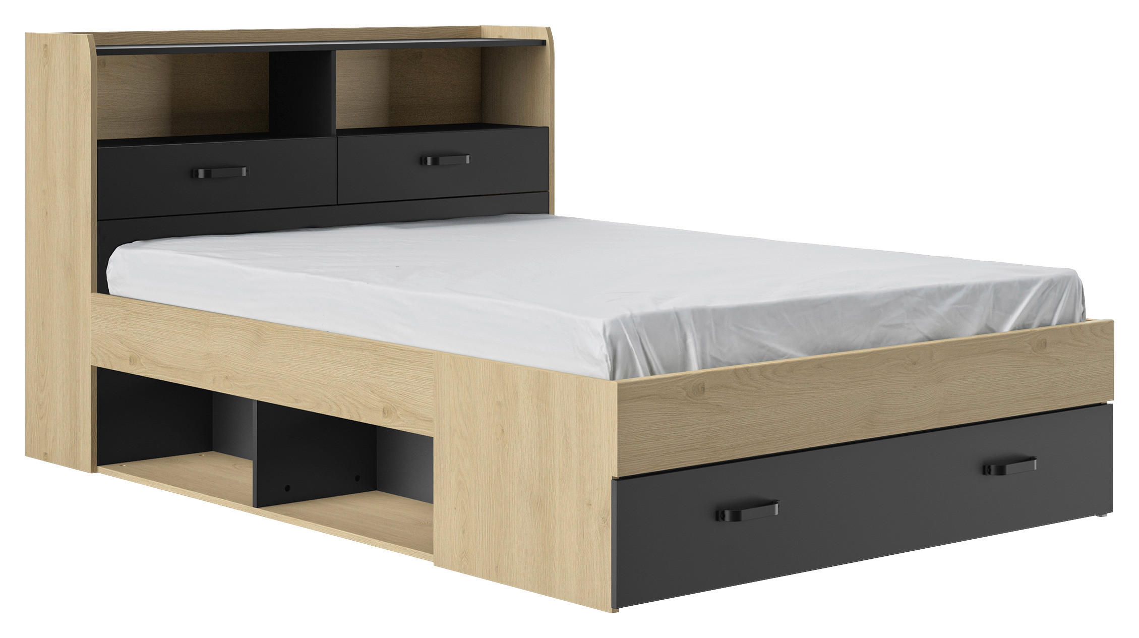 MID.YOU POSTEĽ S ÚLOŽNÝM PRIESTOROM, 140/200 cm čierna, farba gaštana