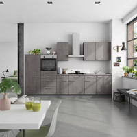 KÜCHENBLOCK Riva 330 cm  in Schieferfarben  - Schieferfarben/Edelstahlfarben, MODERN, Holzwerkstoff/Metall (330cm) - Nobilia