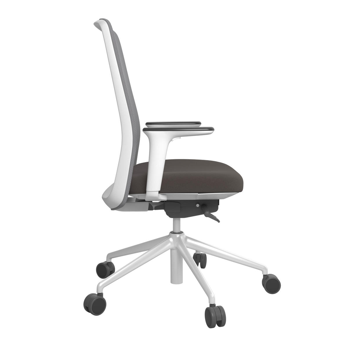 DREHSTUHL Grau, Weiß, Dunkelbraun  - Dunkelbraun/Weiß, MODERN, Kunststoff/Textil (70/103-115/70cm)