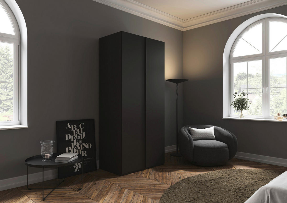 DREHTÜRENSCHRANK 101/223/61 cm,  in Graphitfarben, 2-türig  - Graphitfarben, Basics, Holzwerkstoff/Metall (101/223/61cm) - Novel