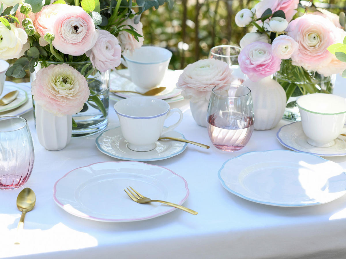 KAFFEESERVICE Lila, Weiß, Hellblau, Hellrosa, Limette Florine Bunt 12-teilig  - Hellrosa/Lila, Basics, Keramik - Creatable