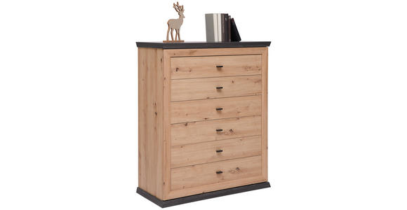 KOMMODE  in 95/115/43 cm  - Dunkelgrau/Eiche Artisan, ROMANTIK / LANDHAUS, Holzwerkstoff/Metall (95/115/43cm) - Hom`in