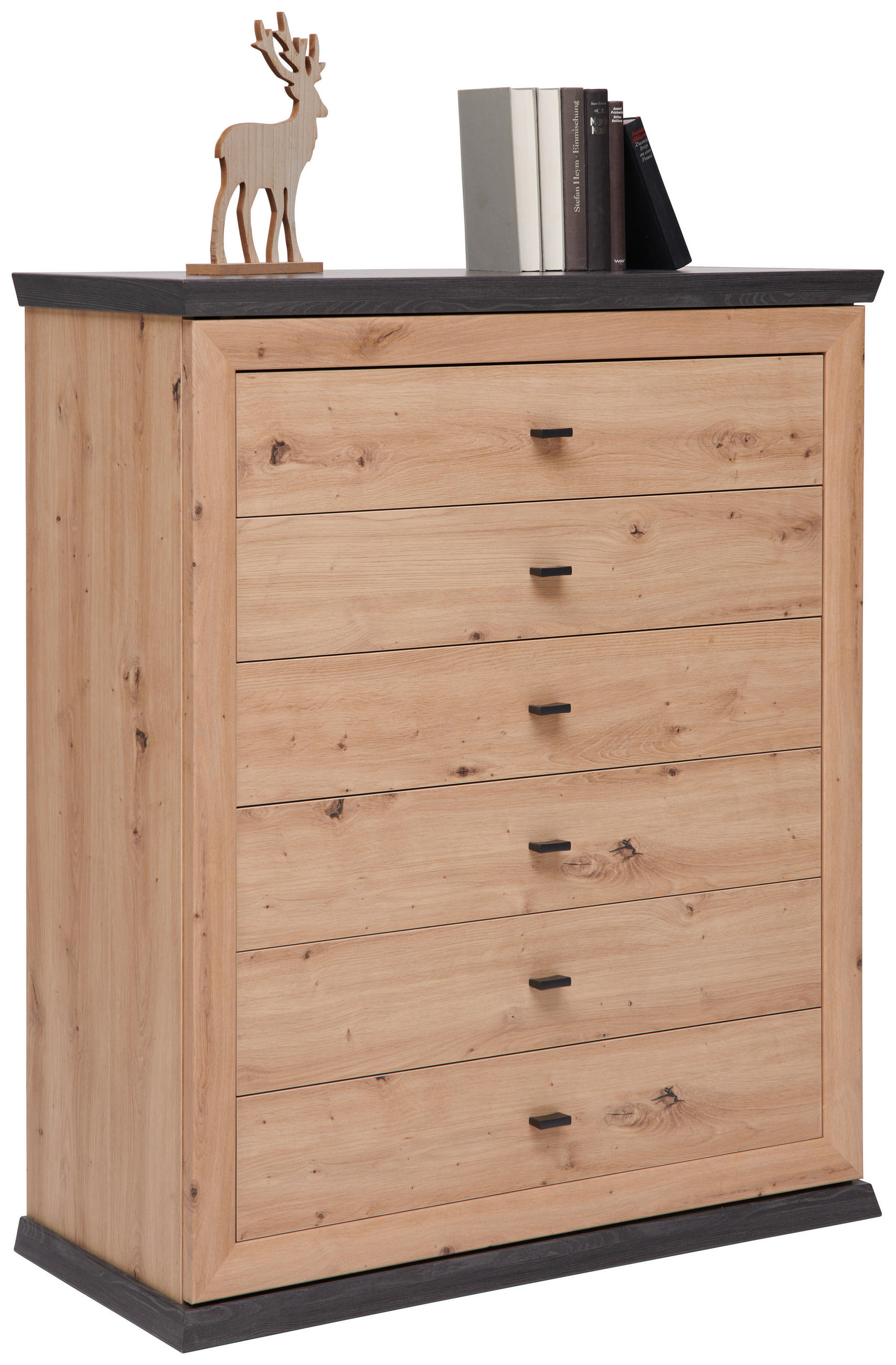 E-shop Hom`in KOMODA, tmavosivá, dub artisan, 95/115/43 cm