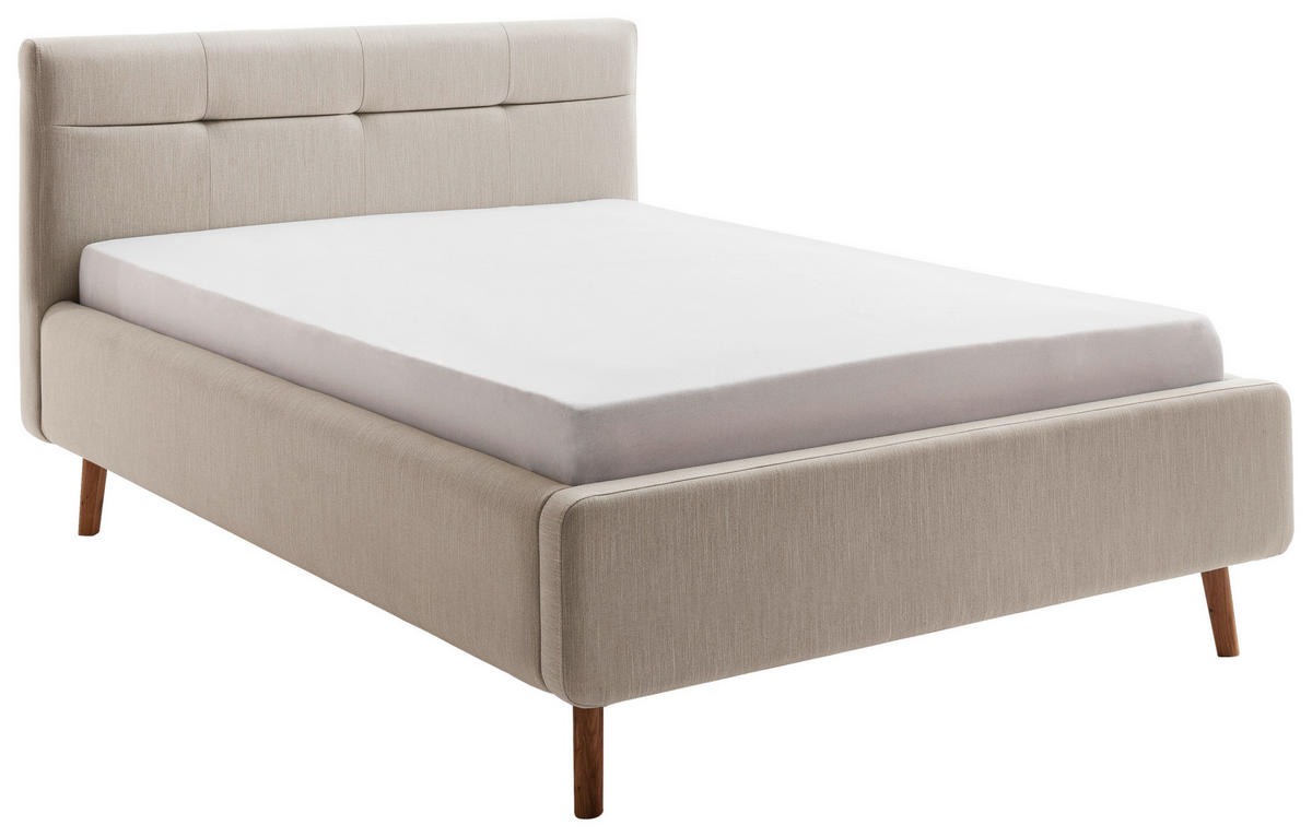 POLSTERBETT Bettkasten, Lattenroste Beige 140/200 cm  - Eichefarben/Birkefarben, KONVENTIONELL, Holz/Textil (140/200cm) - Boxxx