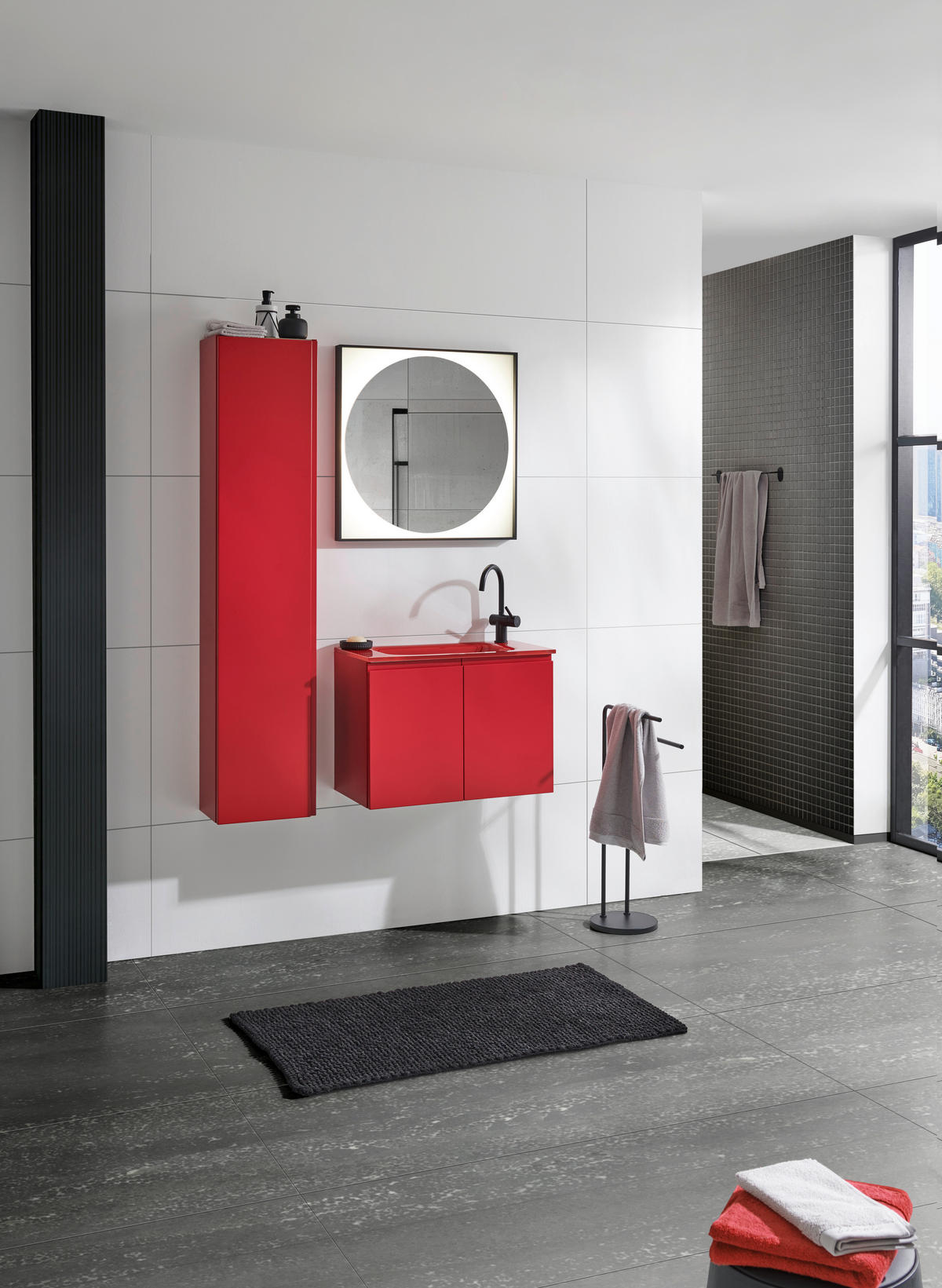 BADEZIMMER  in 70 cm  - Rot, Design, Glas/Holzwerkstoff (70cm) - Dieter Knoll