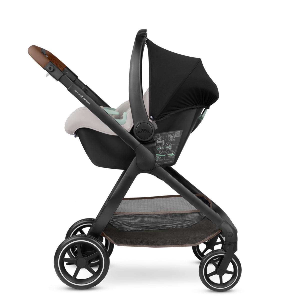 KINDERWAGENSET  City Life All in One Set  Nature  - Graubraun/Schwarz, Basics, Textil/Metall (82/52/107,5cm) - ABC Design