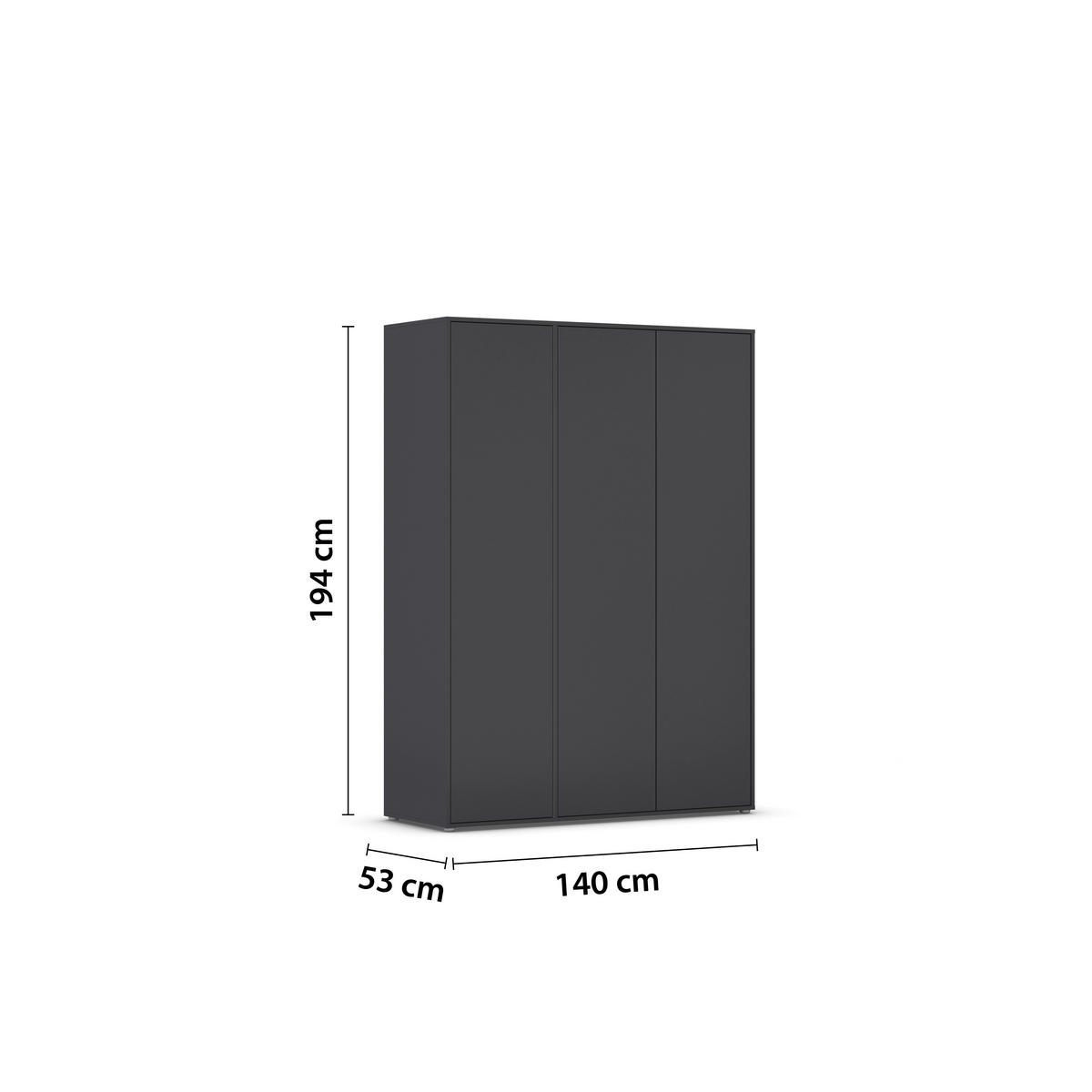 DREHTÜRENSCHRANK in Grau  - Grau, Modern, Holzwerkstoff (140/194/53cm) - Rauch Möbel