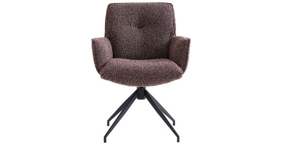 ARMLEHNSTUHL in Eisen Webstoff - Bordeaux/Schwarz, Design, Textil/Metall (66/89/69cm) - Novel