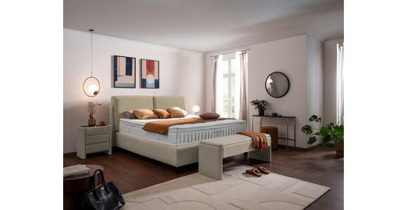 BOXSPRINGBETT 180/200 cm  in Beige  - Beige/Schwarz, Design, Textil/Metall (180/200cm) - Johann Jakob